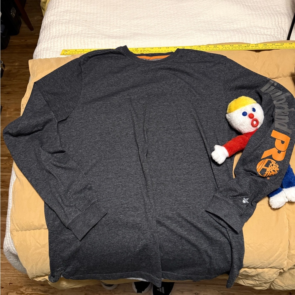 Timberland Pro Gray Long Sleeve Shirt with Orange Logo Men’s Large